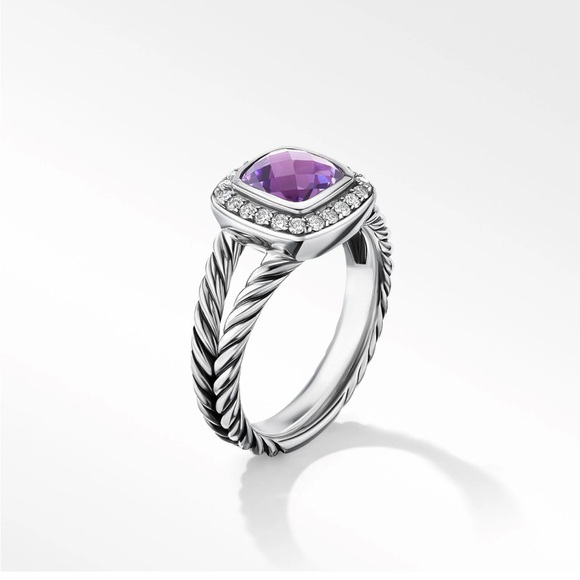 David Yurman Petite Albion Ring in Sterling Silver with Amethyst & Pavé Diamonds - Picture 4 of 9